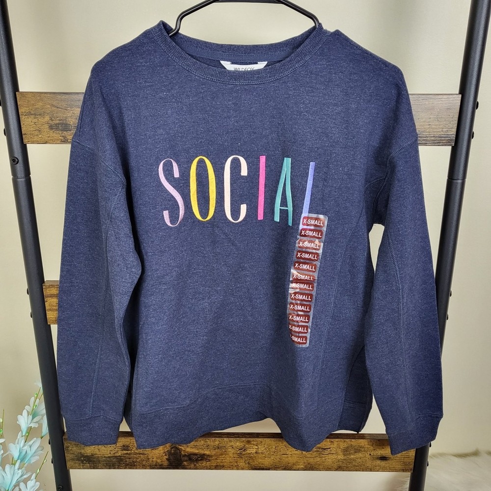 NWT Wildfox navy blue Social statement sweatshirt size XS